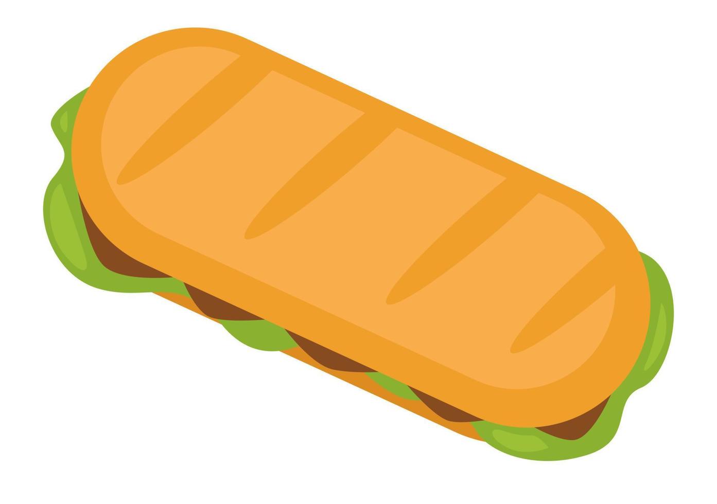 Sandwich con pane, insalata foglia e carne vettore