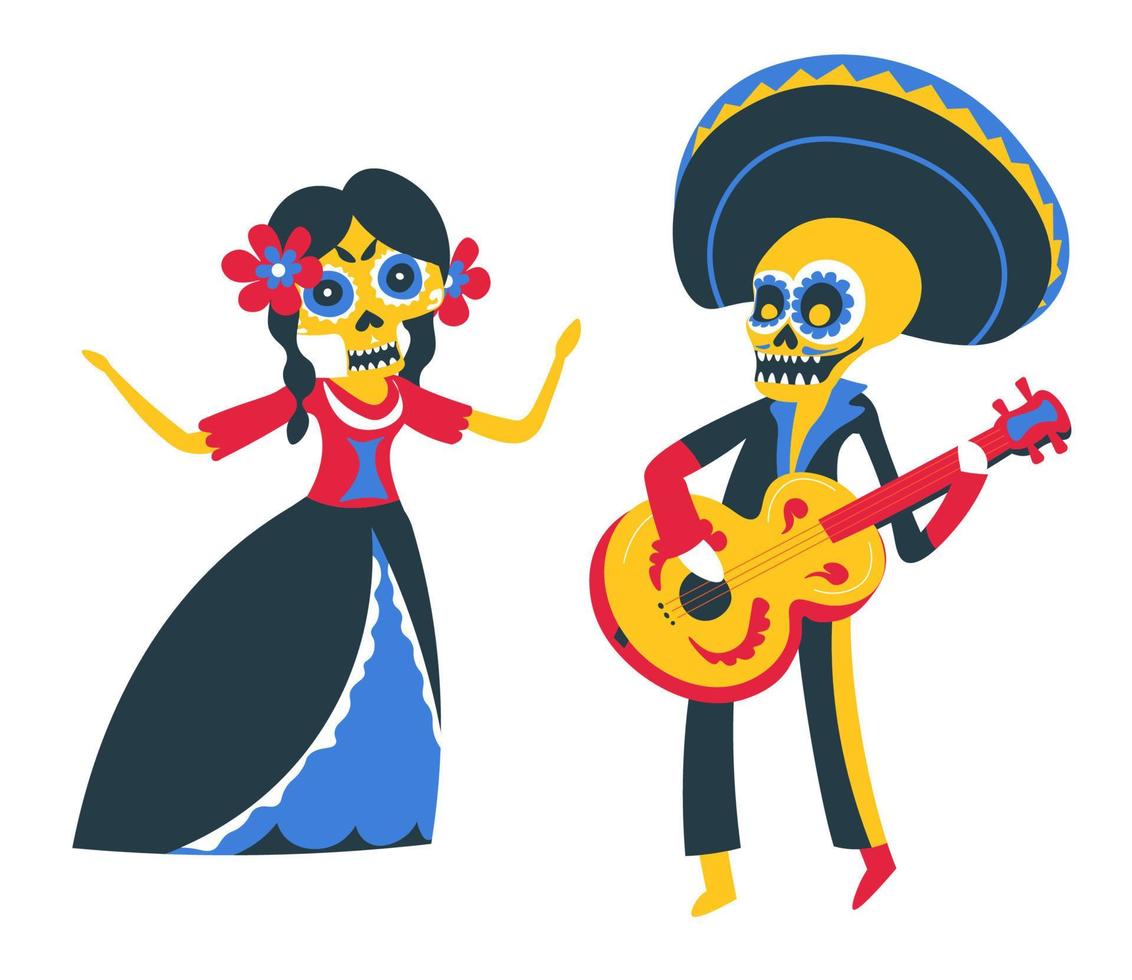 messicano interpreti musicisti giocando chitarra e cantando su vacanza vettore