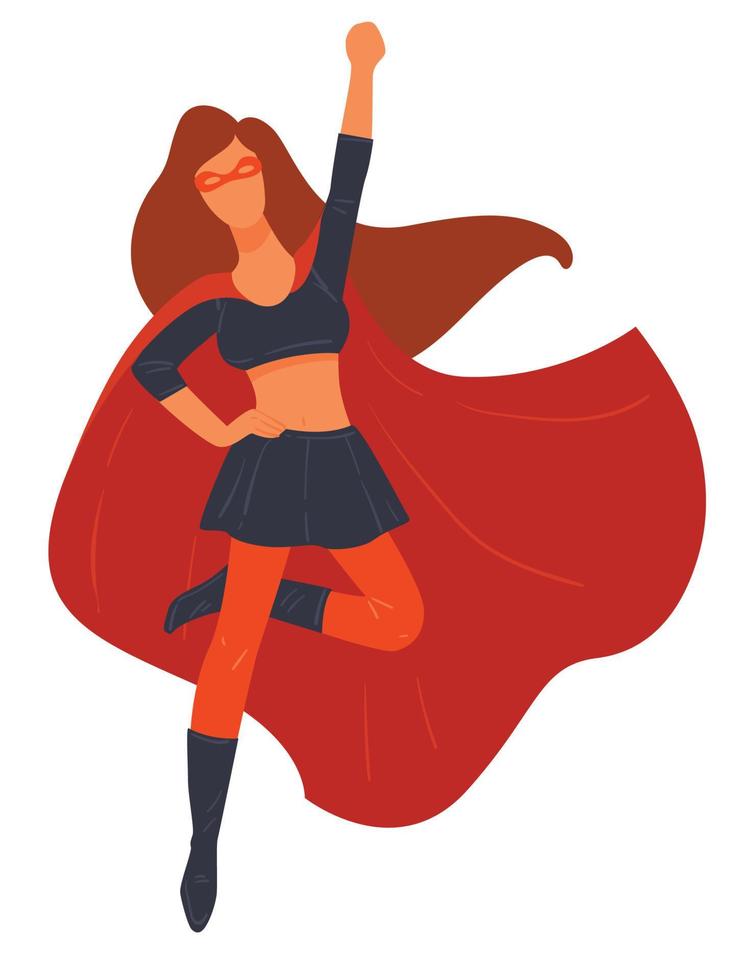 super eroe femmina personaggio indossare costume per carnevale vettore