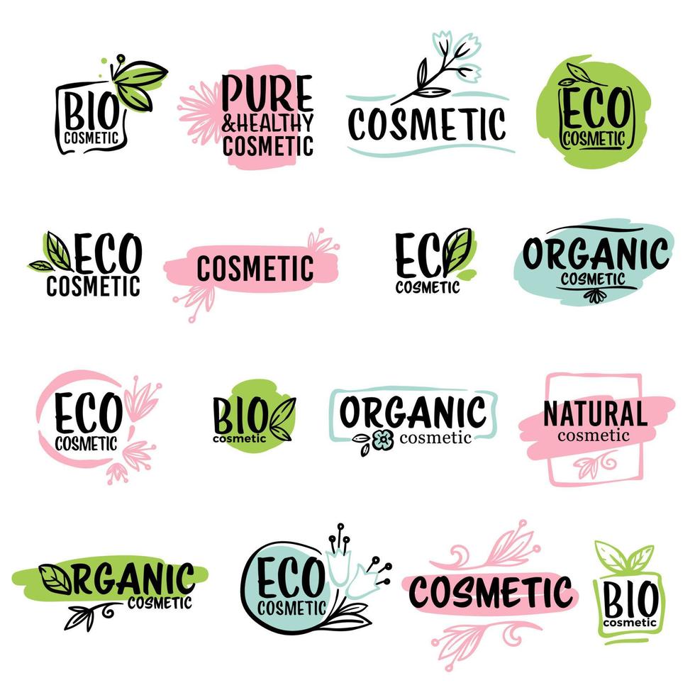 eco cosmetici e biologico produzione, ecologico Prodotto etichette vettore