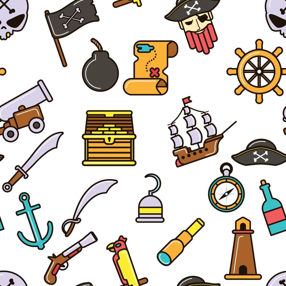 nautico simboli pirata senza soluzione di continuità modello marino icone vettore