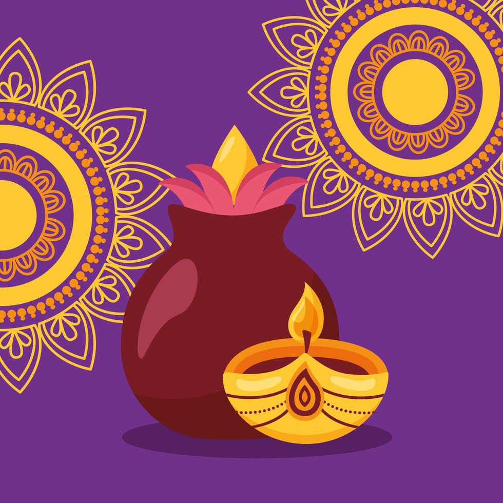 felice diwali festival poster design piatto vettore
