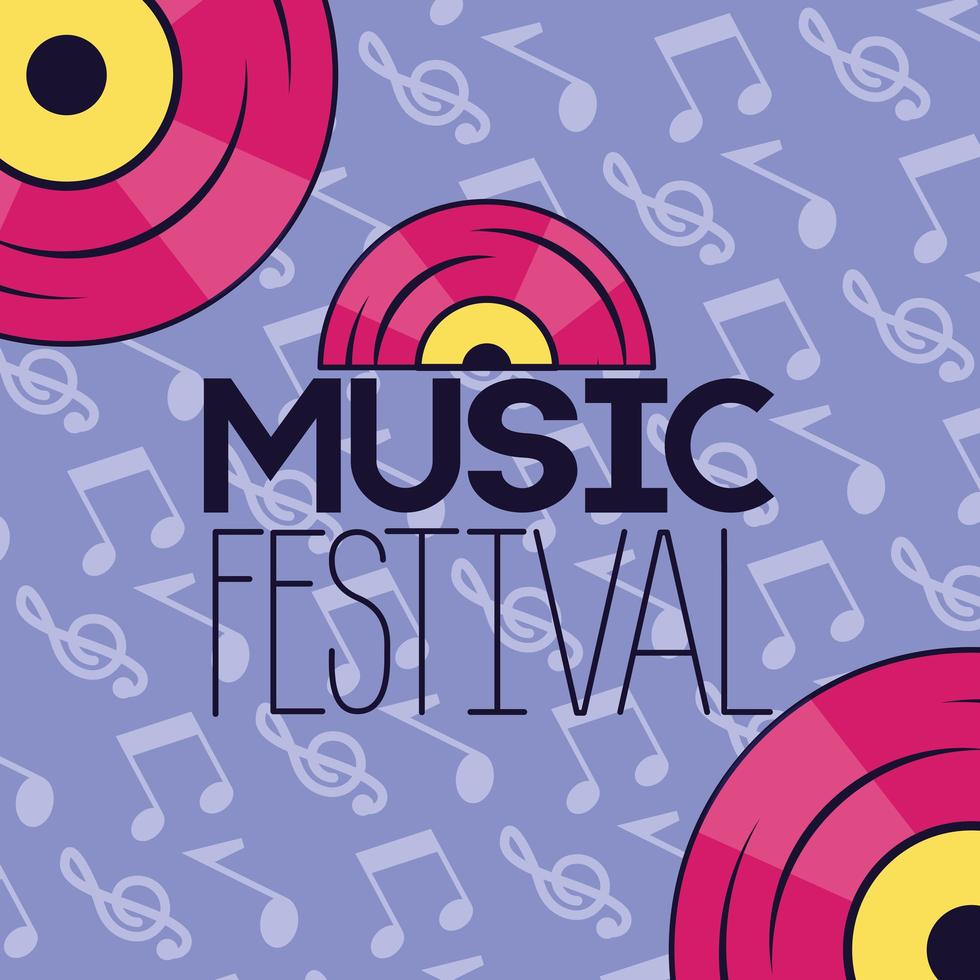 design carino festival musicale con icone pop vettore