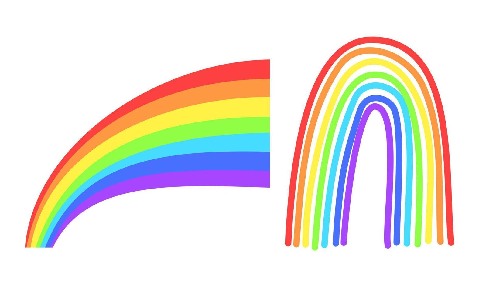 impostato di Due arcobaleni. vettore illustrazione.