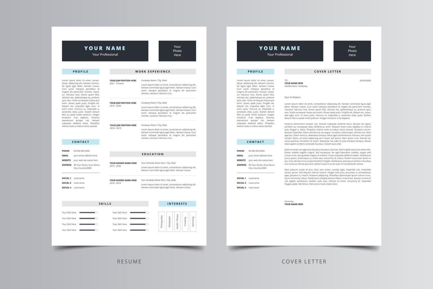 curriculum vitae modello, professionale moderno curriculum vitae modello, CV modello vettore