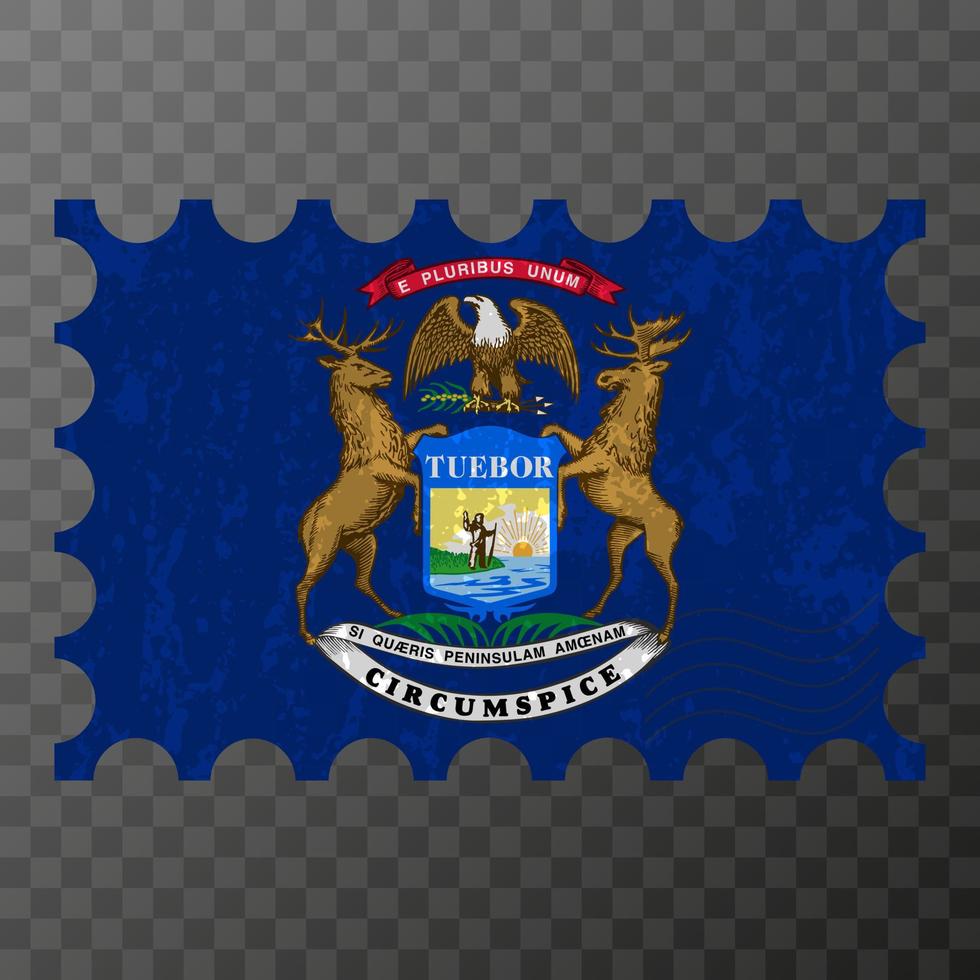 affrancatura francobollo con Michigan stato grunge bandiera. vettore illustrazione.