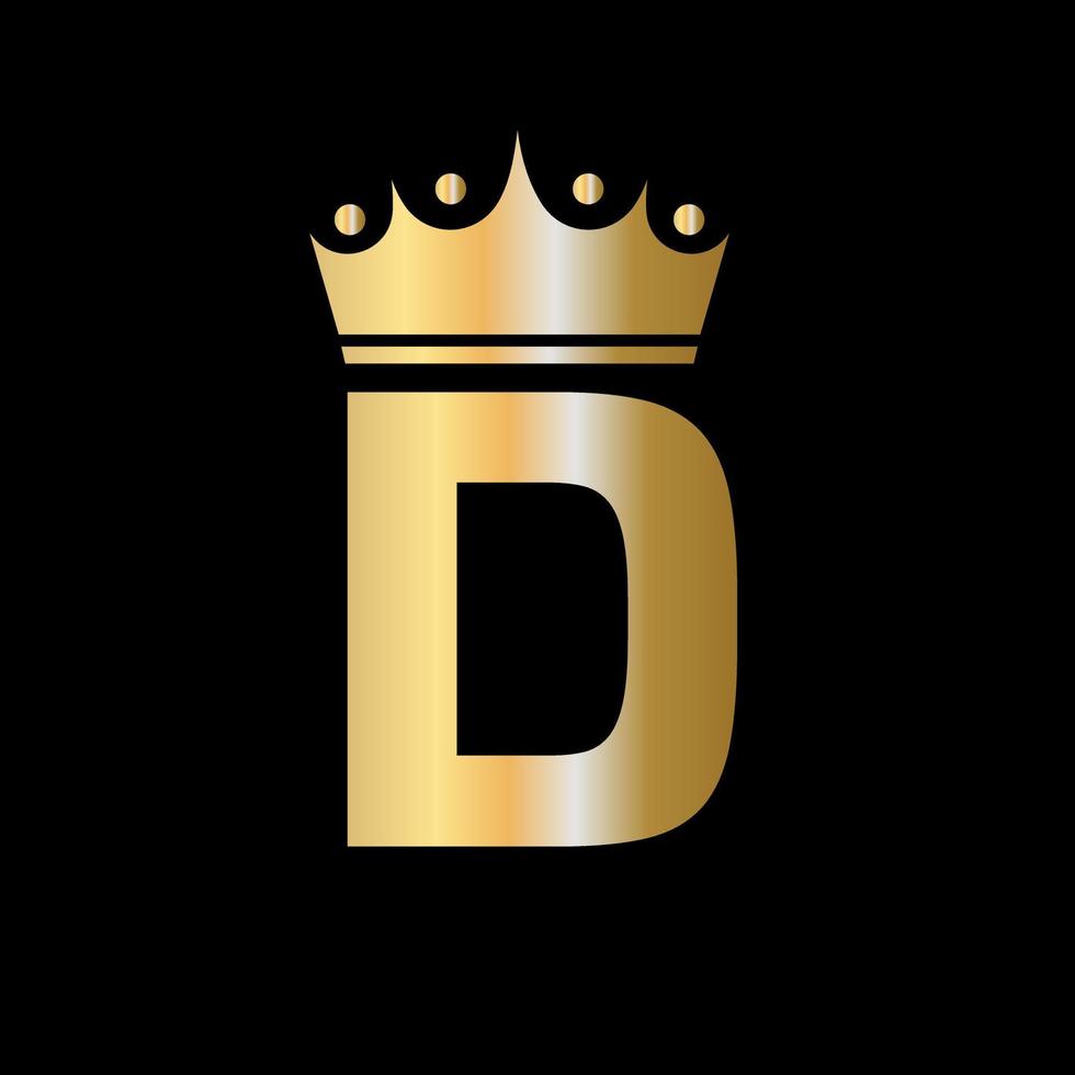lettera d beneficenza corona logo design con unità simbolo vettore modello