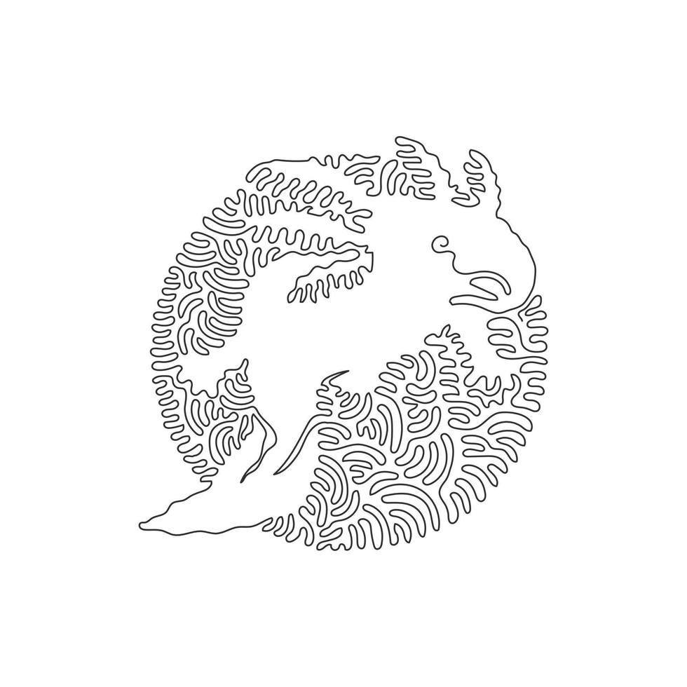 continuo curva uno linea disegno di carino Axolotl astratto arte nel cerchio. singolo linea modificabile ictus vettore illustrazione di esotico Axolotl anfibi per logo, parete arredamento, estetico boho Stampa