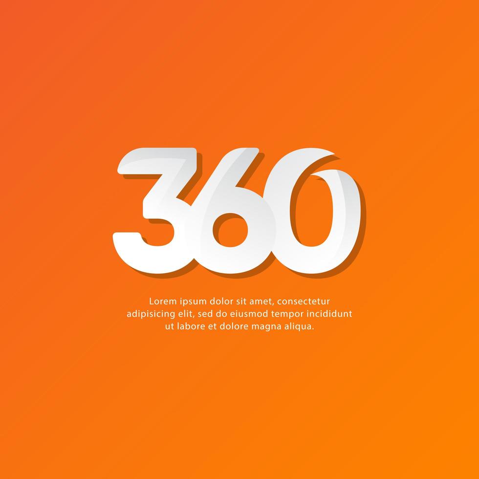 360 numero di testo modello vettoriale illustrazione design