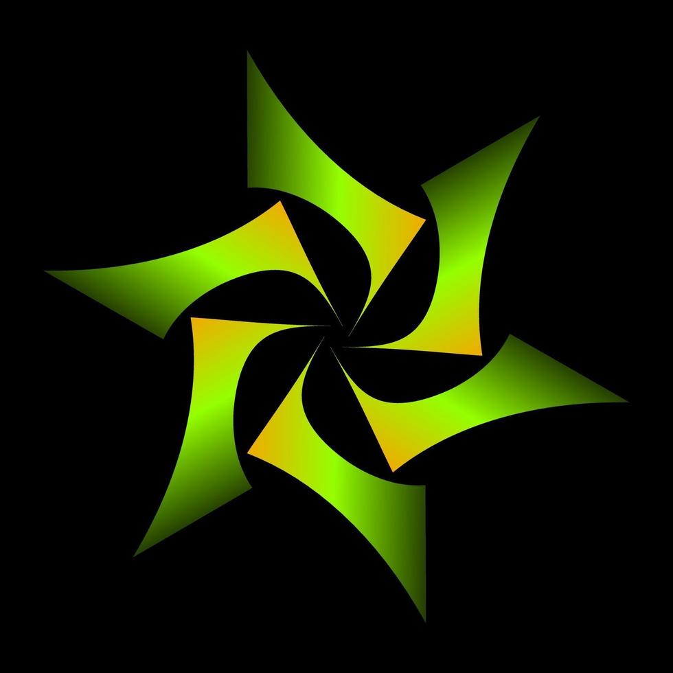 simbolo stella geometrica ombreggiata in colore giallo verde vettore