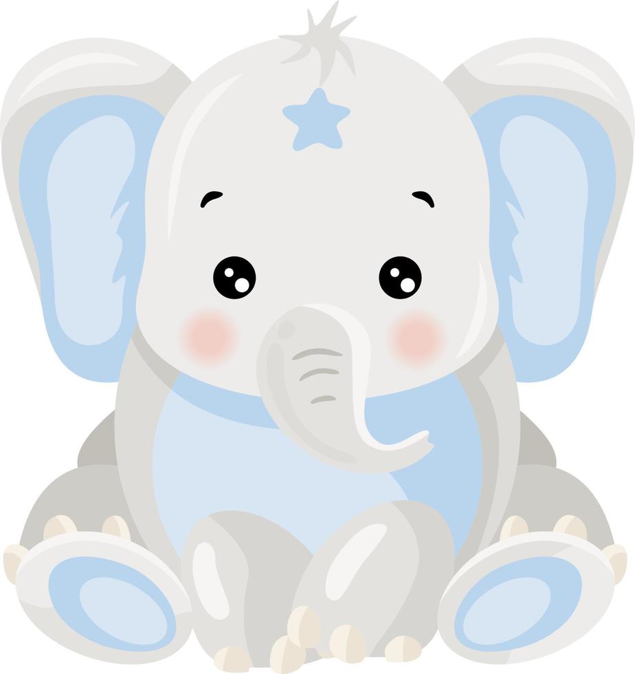 poco bambino ragazzo elefante isolato vettore