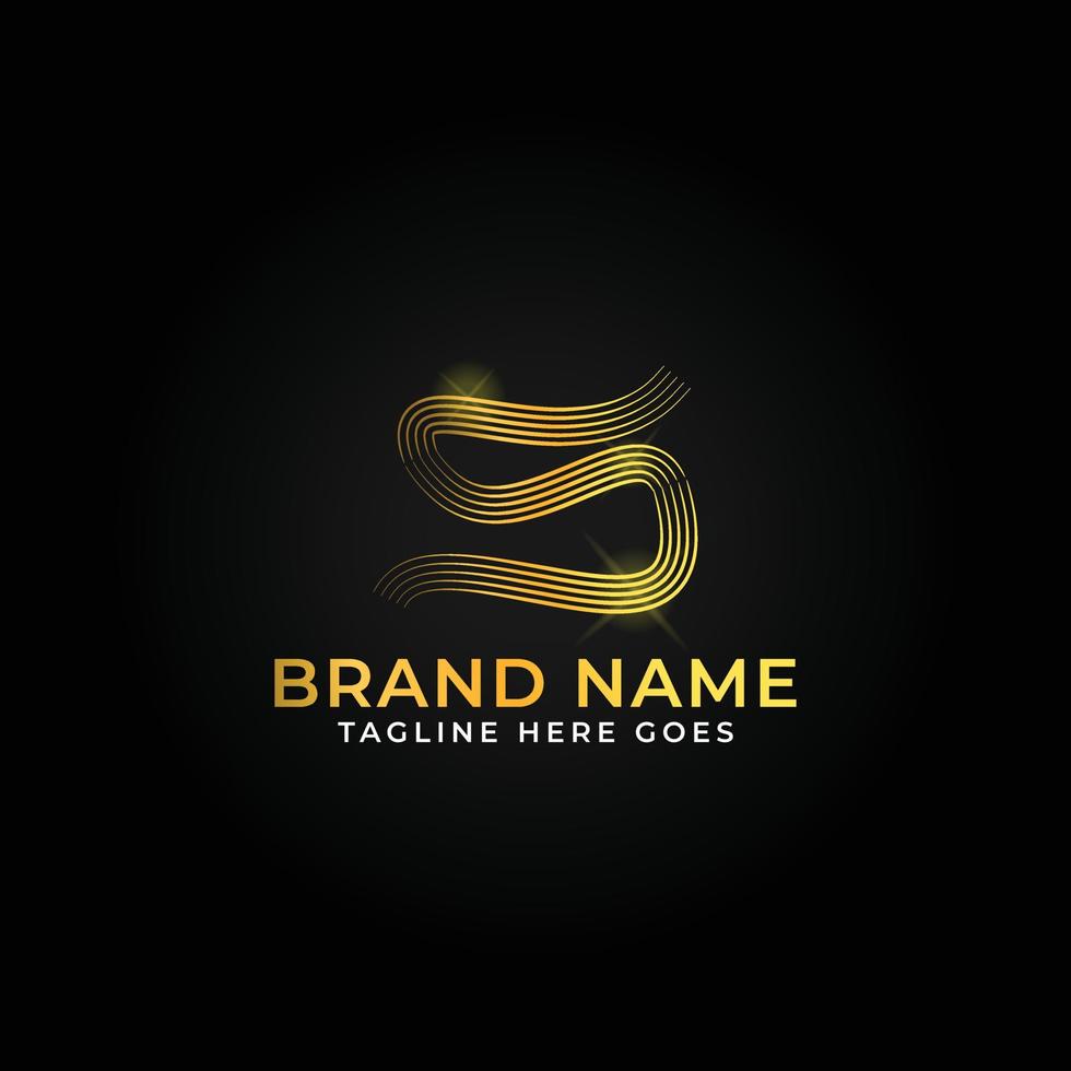 oro lettera S a strisce logo design con splendente effetto. vettore