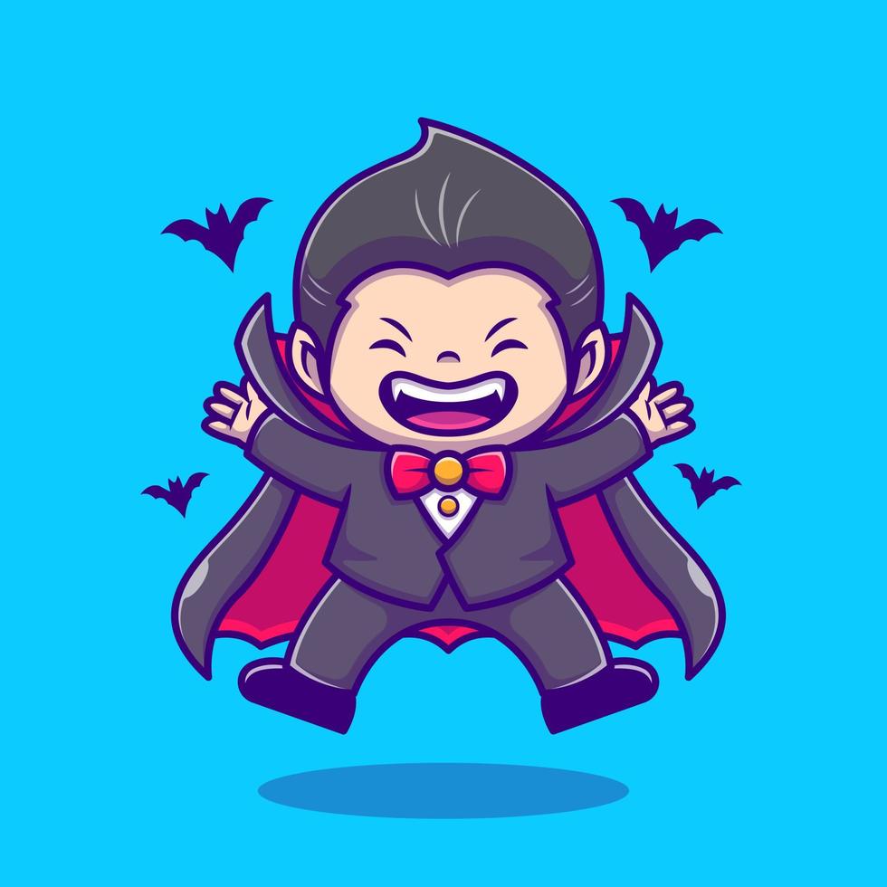 carino dracula con pipistrello cartone animato icona vettore illustrazione. persone vacanza icona concetto isolato premium vettore. stile cartone animato piatto