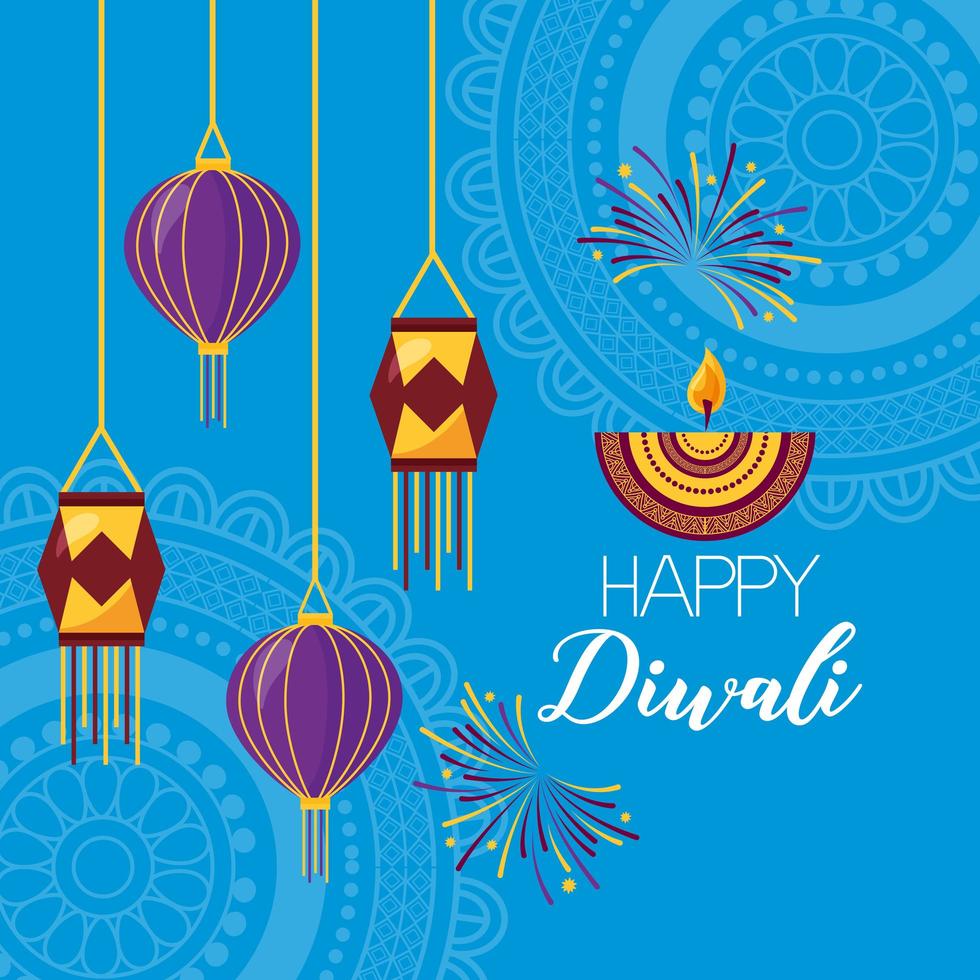 felice diwali festival poster design piatto vettore