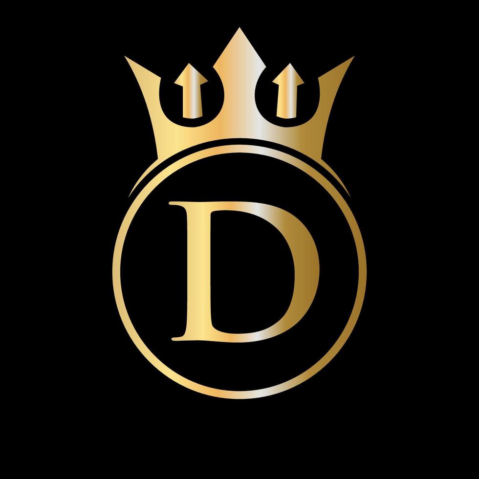 lusso lettera d corona logo. corona logo per bellezza, moda, stella, elegante cartello vettore