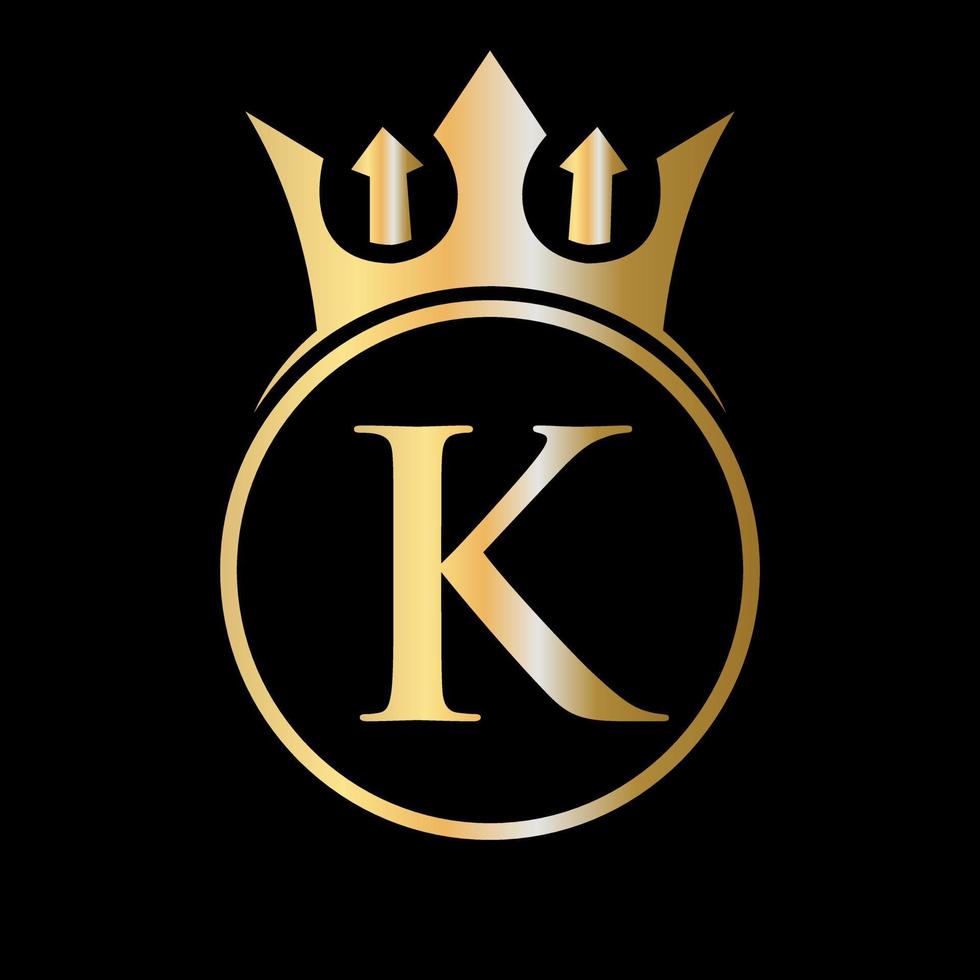 lusso lettera K corona logo. corona logo per bellezza, moda, stella, elegante cartello vettore