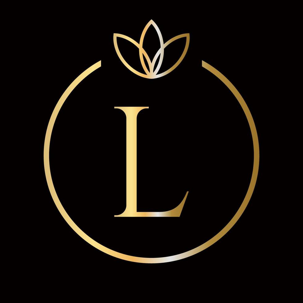 iniziale l lettera lusso, bellezza, ornamento monogramma logo per nozze, moda, gioielleria, boutique, floreale e botanico modello vettore