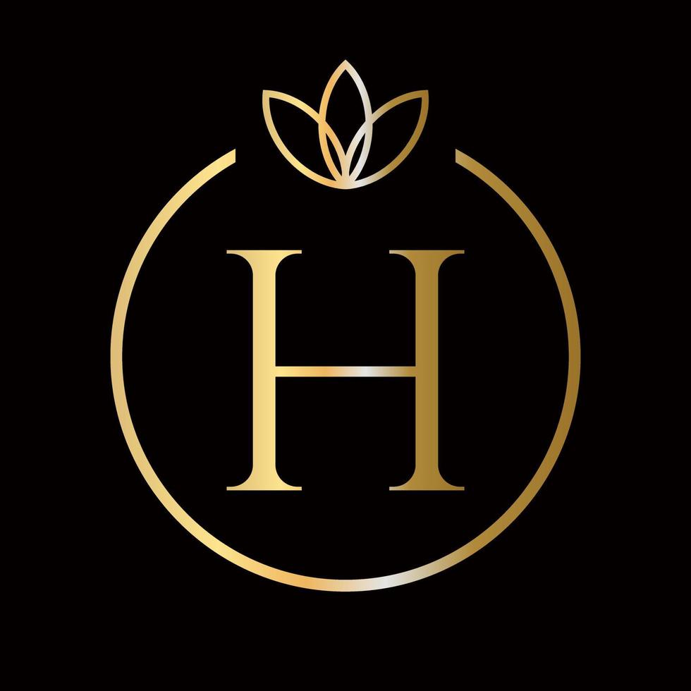 iniziale h lettera lusso, bellezza, ornamento monogramma logo per nozze, moda, gioielleria, boutique, floreale e botanico modello vettore