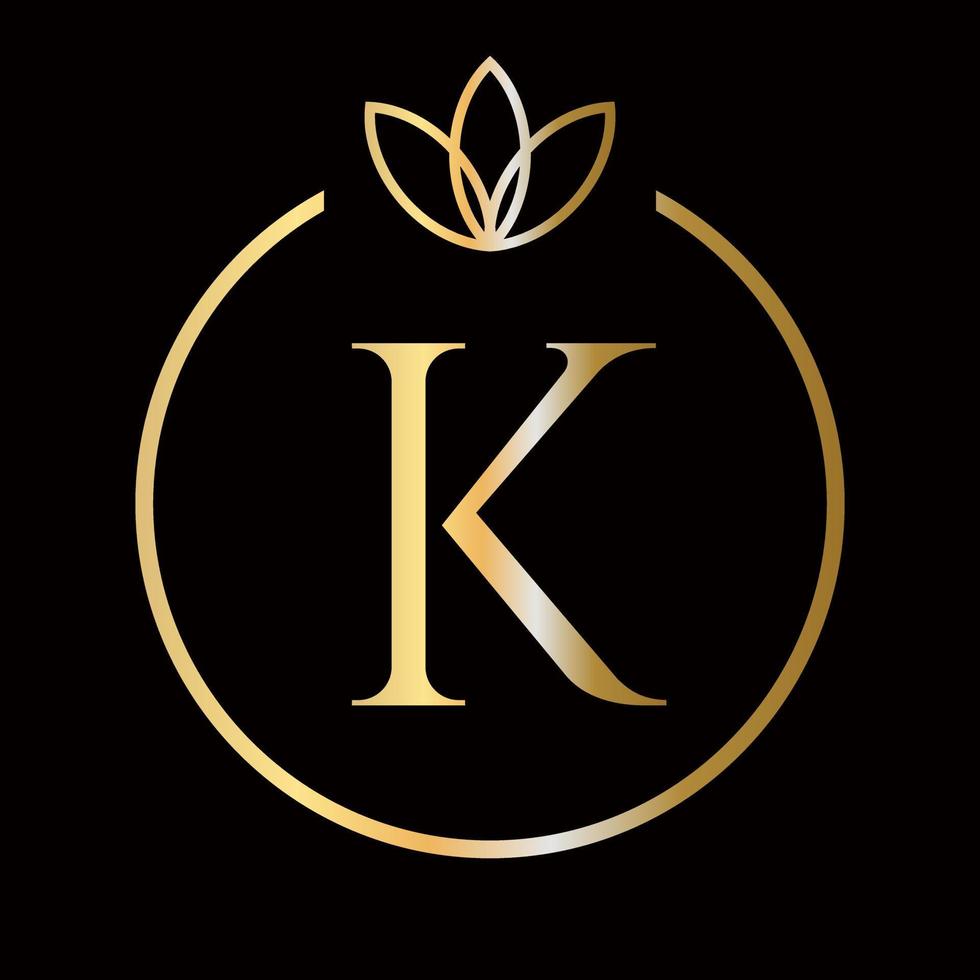 iniziale K lettera lusso, bellezza, ornamento monogramma logo per nozze, moda, gioielleria, boutique, floreale e botanico modello vettore