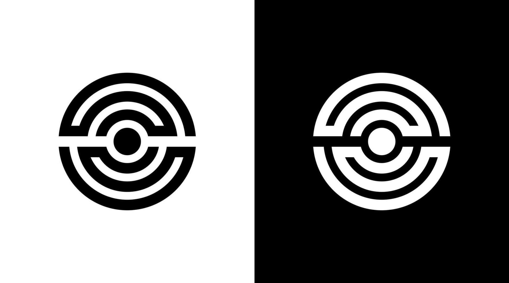 tecnologia logo monogramma cerchio bersaglio nero e bianca icona illustrazione stile disegni modelli vettore