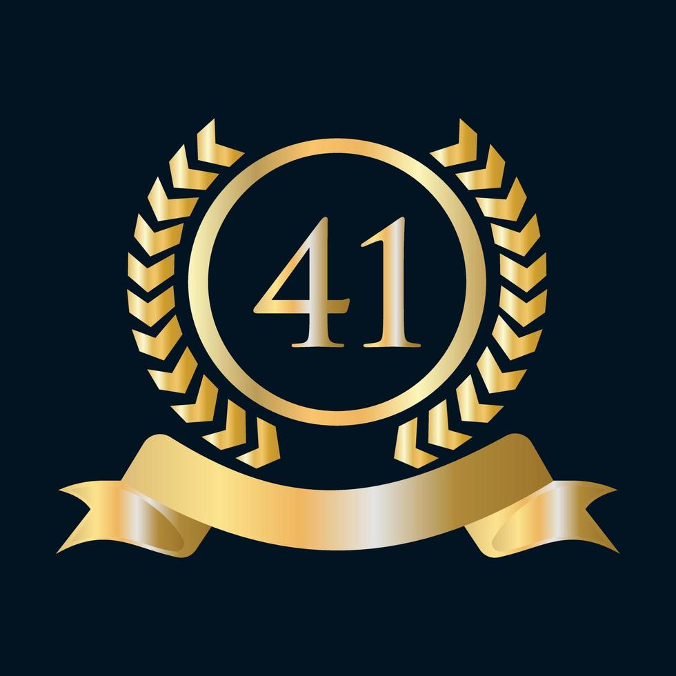 41 anniversario celebrazione oro e nero modello. lusso stile oro araldico cresta logo elemento Vintage ▾ alloro vettore