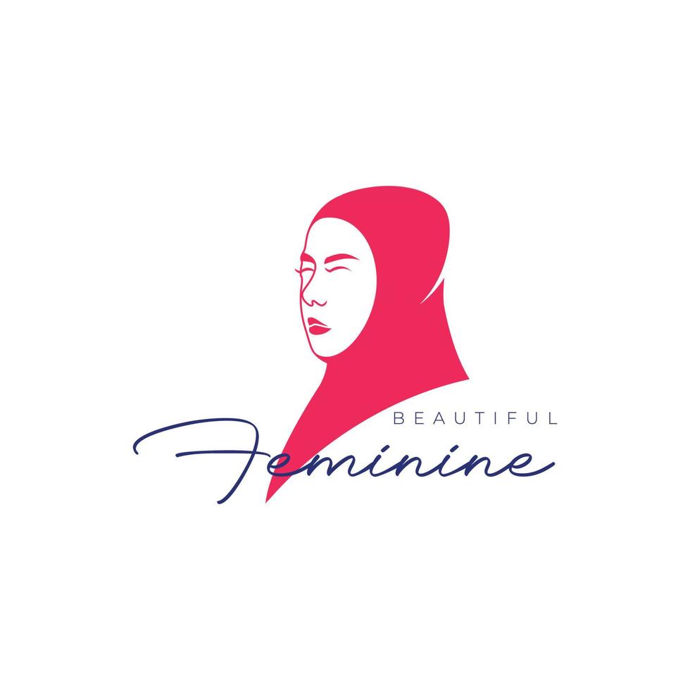 femmina atleta sport hijab moderno musulmano bellezza femminile logo design icona illustrazione modello vettore