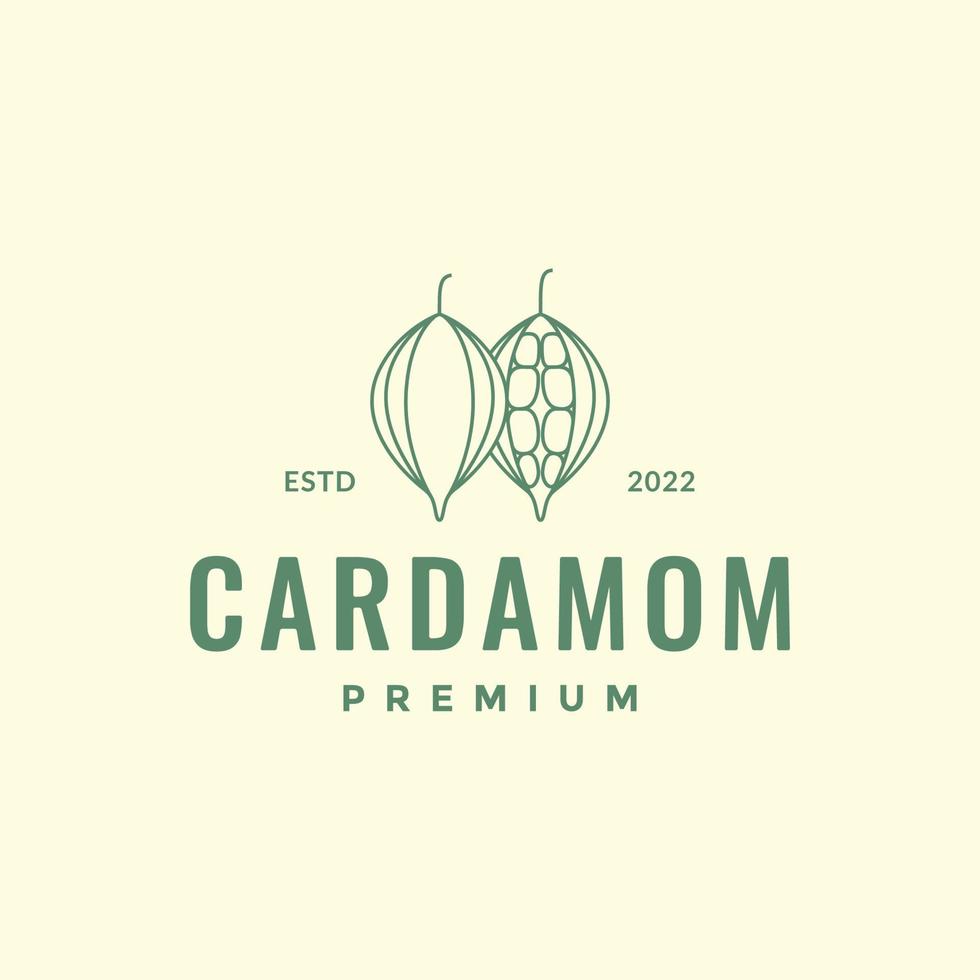 cardamomo seme pianta Spezia cibo gusto ingrediente cucinando fricchettone logo design vettore icona illustrazione modello