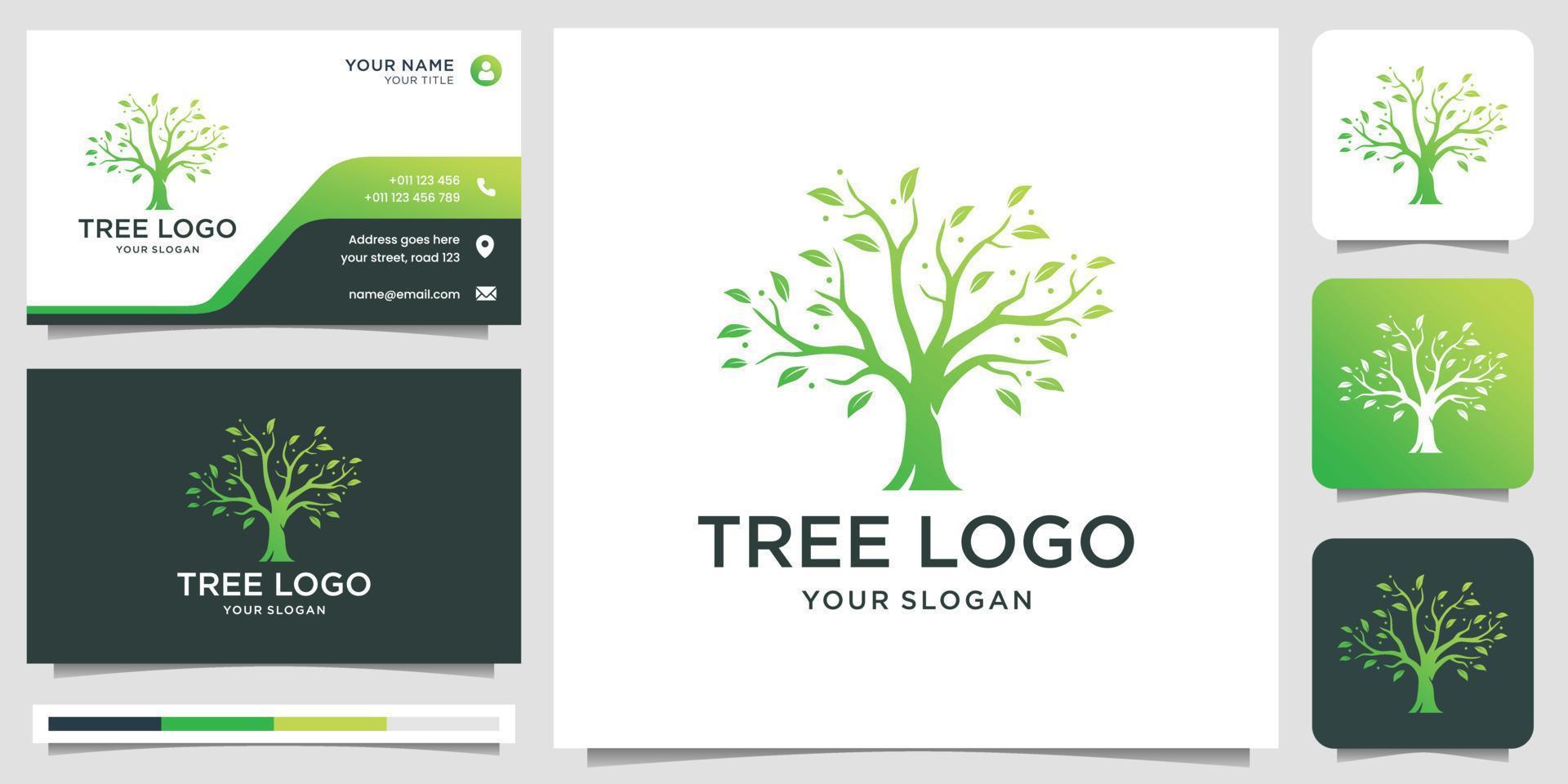 albero logo vettore icona. natura alberi vettore illustrazione logo design con attività commerciale carta modello.