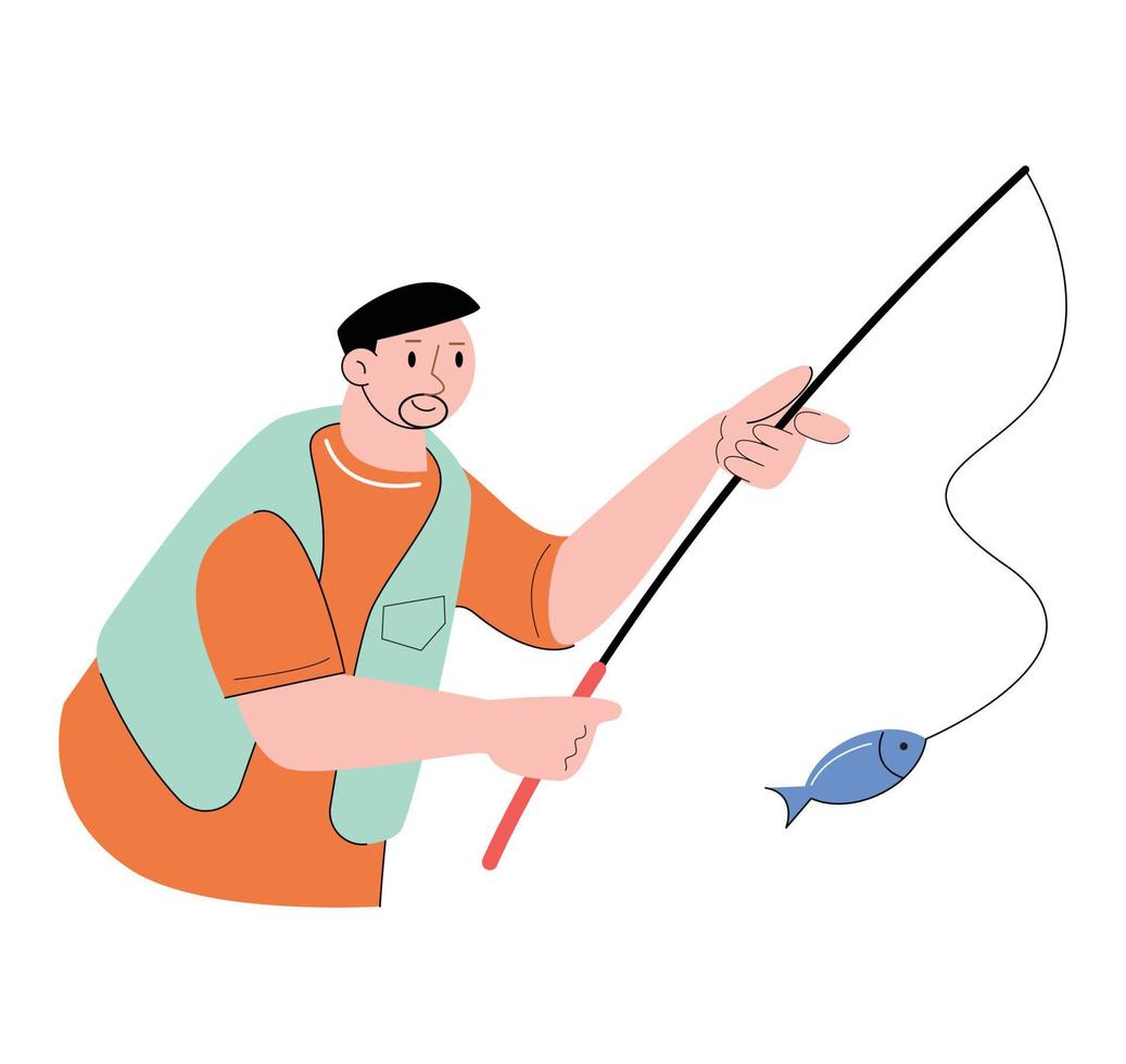 personaggio persone pesca vettore illustrazione