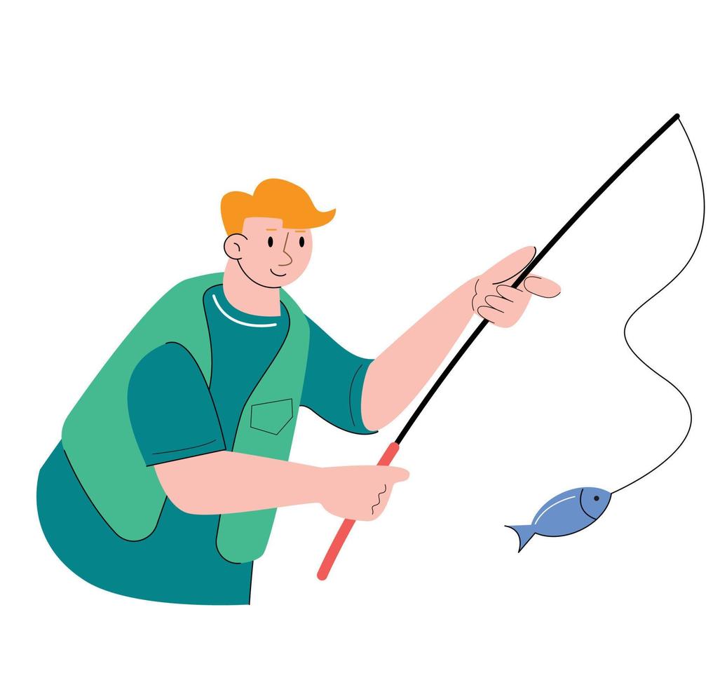 personaggio persone pesca vettore illustrazione