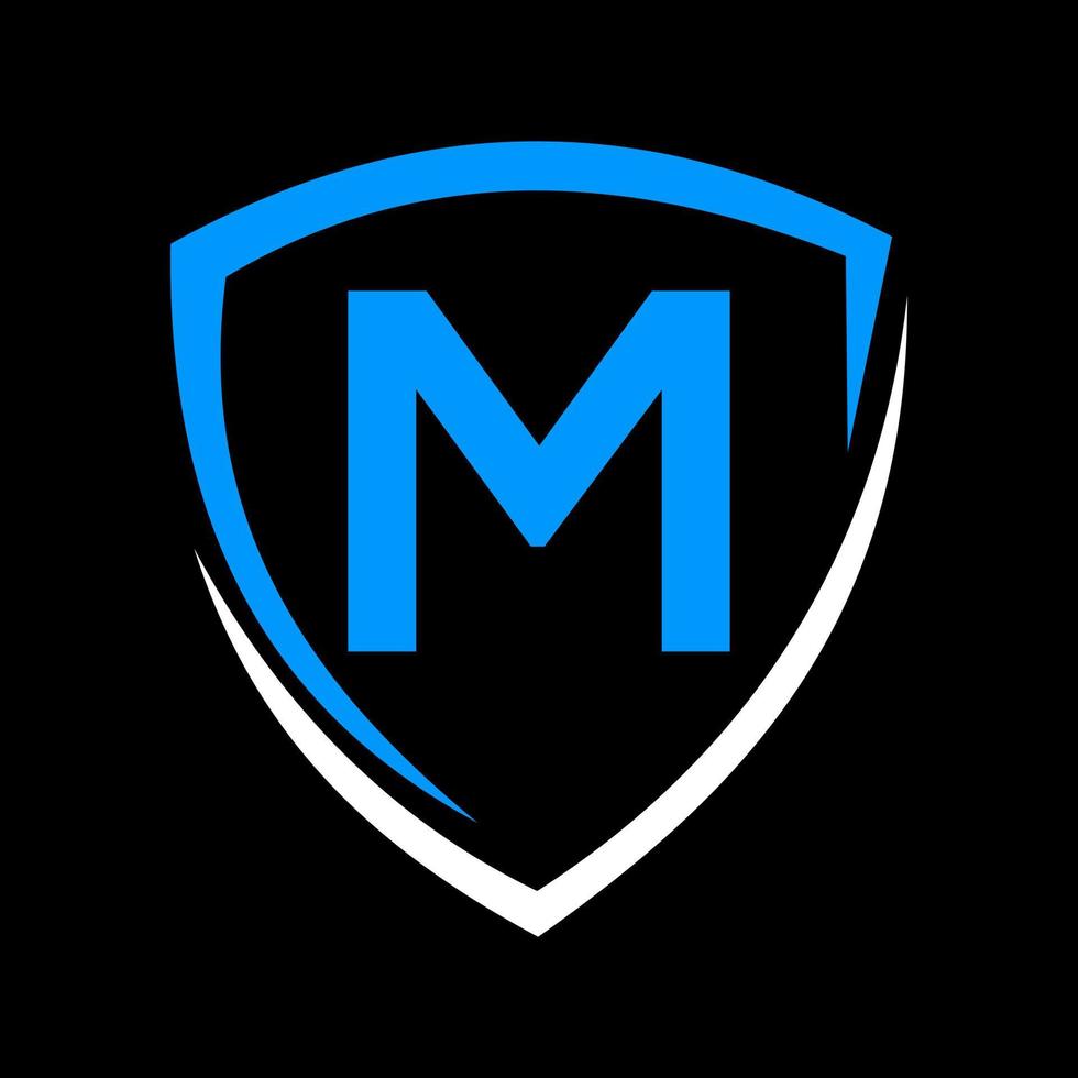 scudo logo su lettera m vettore, vita privata icona sicuro e protezione logotipo cartello modello vettore