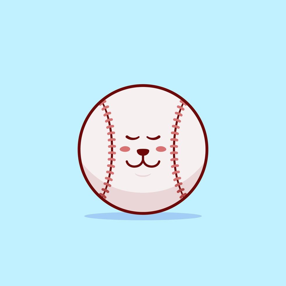 addormentato carino e kawaii baseball palla cartone animato personaggio illustrazione. rilassare con chiuso occhi espressione di baseball palla cartone animato personaggio vettore