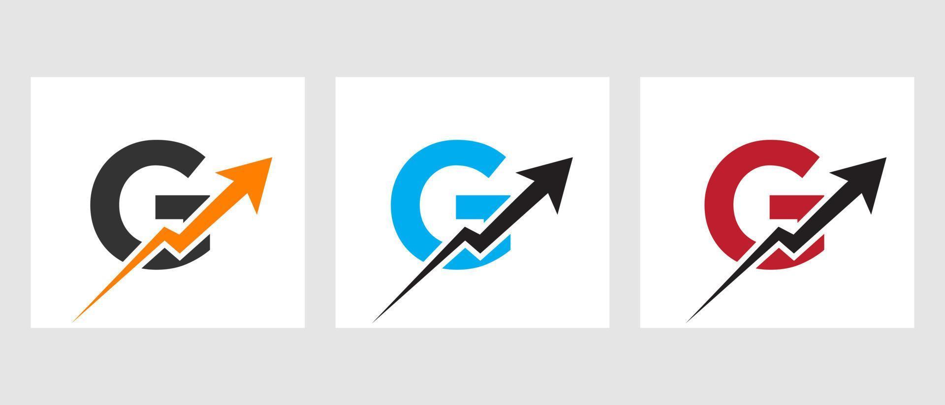 lettera g finanza logo concetto con crescita freccia simbolo vettore