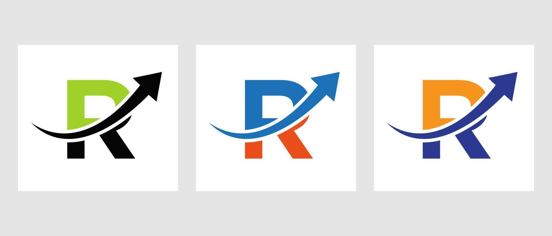 lettera r finanza logo concetto con crescita freccia simbolo vettore