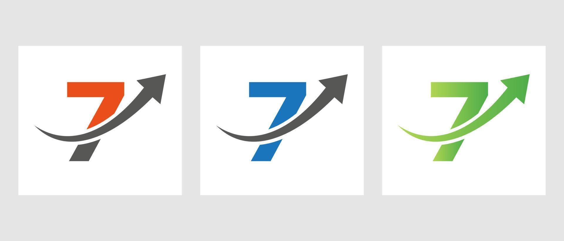 lettera 7 finanza logo concetto con crescita freccia simbolo vettore