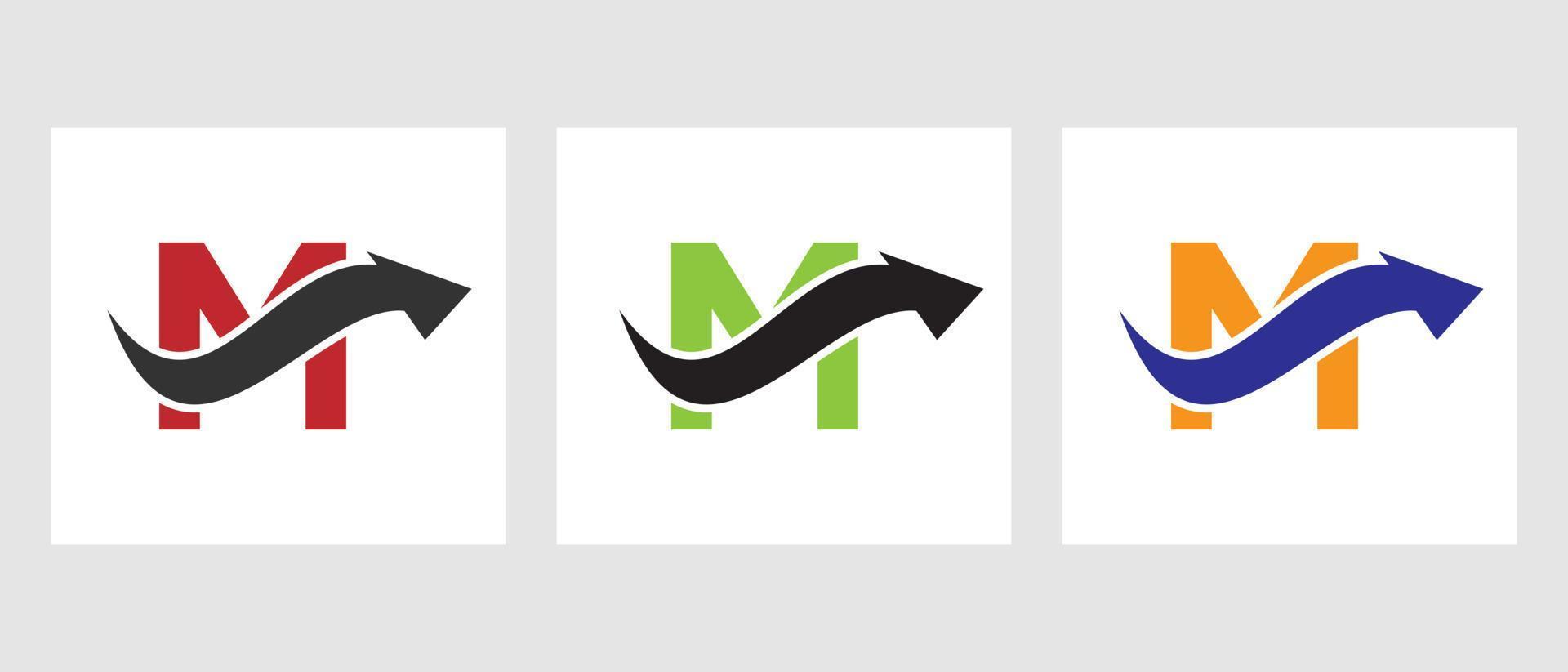 lettera m finanza logo concetto con crescita freccia simbolo vettore
