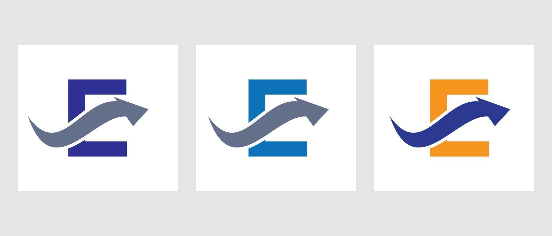lettera e finanza logo concetto con crescita freccia simbolo vettore