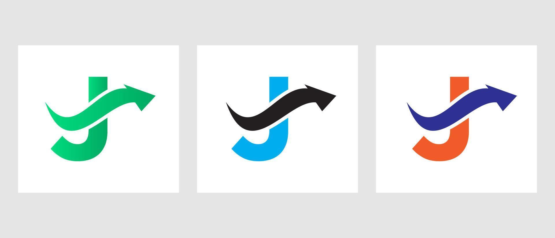 lettera j finanza logo concetto con crescita freccia simbolo vettore