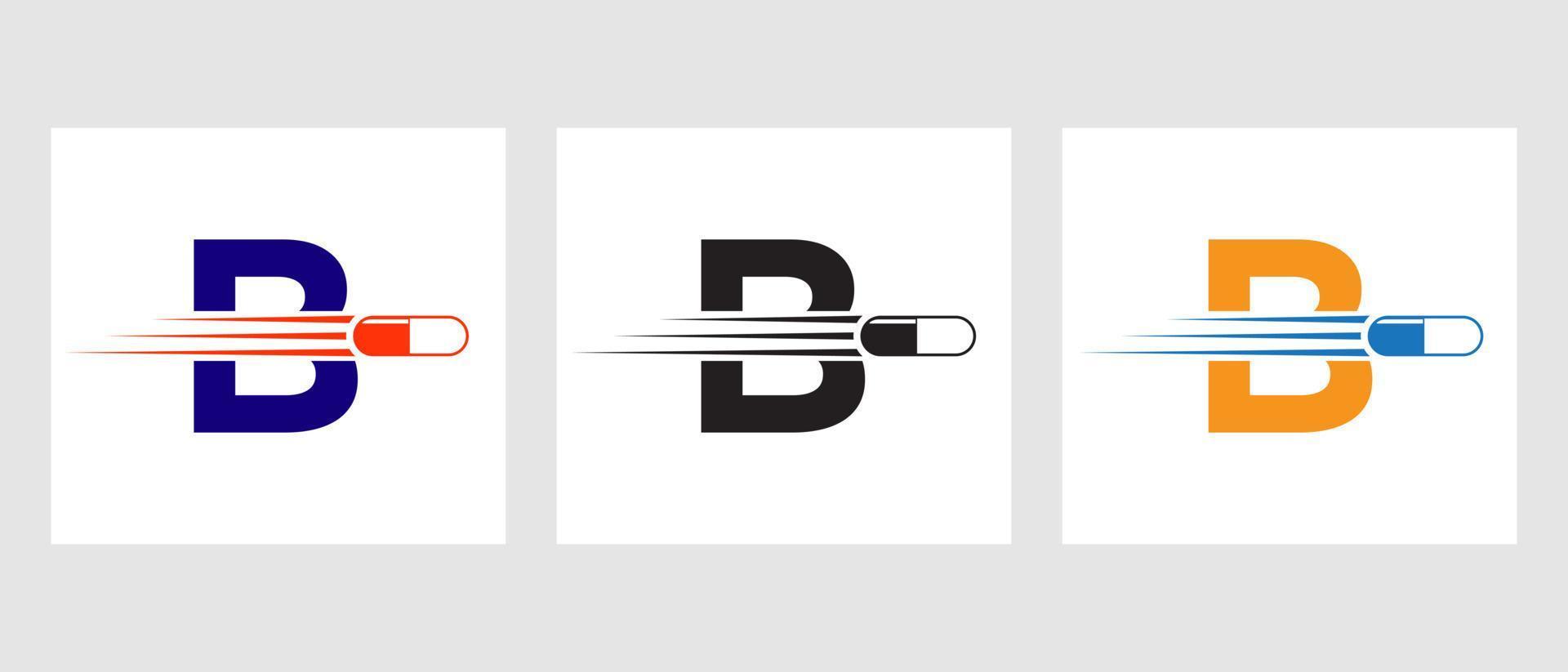 lettera B medicina logo. medico logotipo concetto con medicina emorroidi simbolo vettore