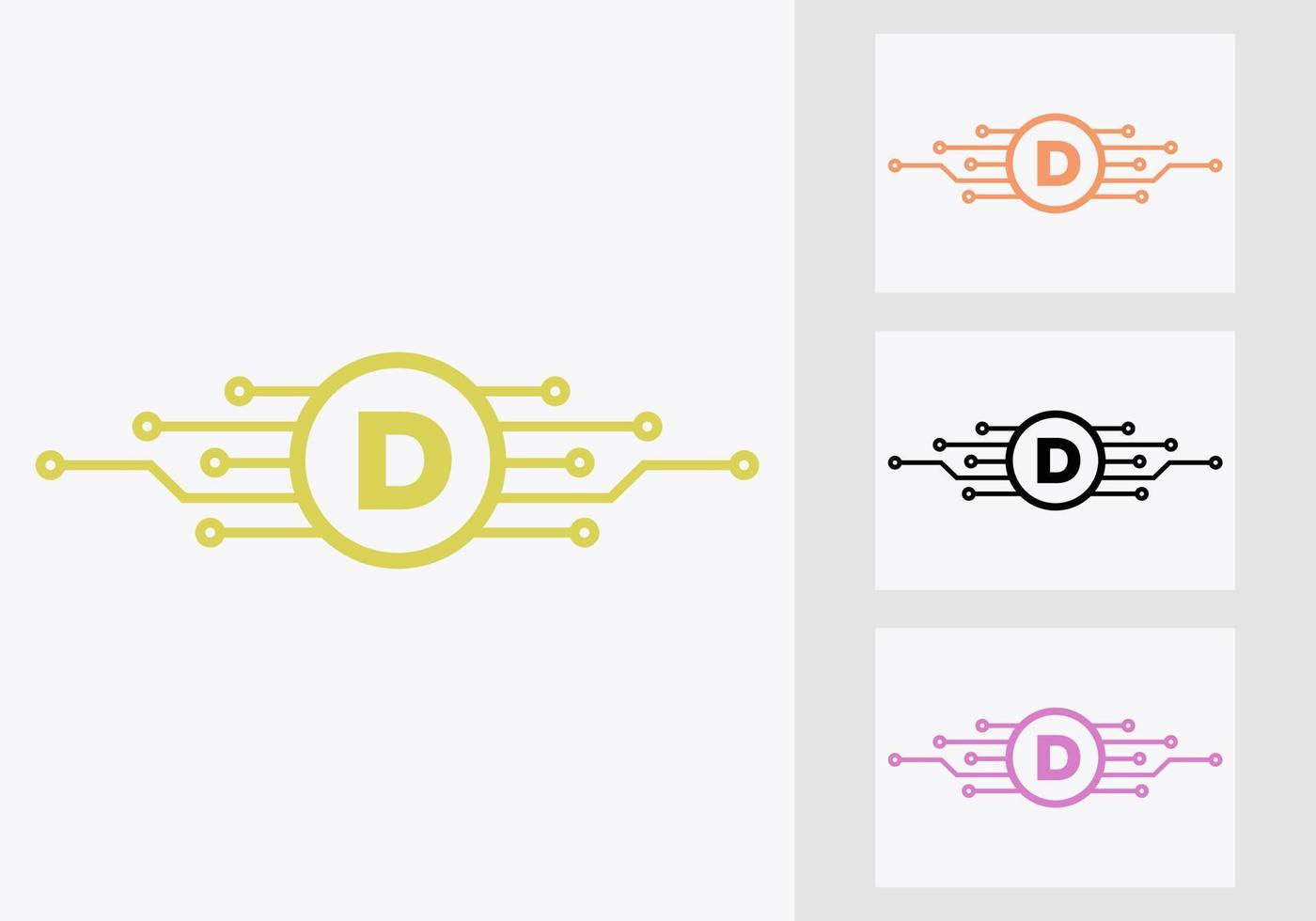 lettera d tecnologia logo design modello. Rete logo design vettore