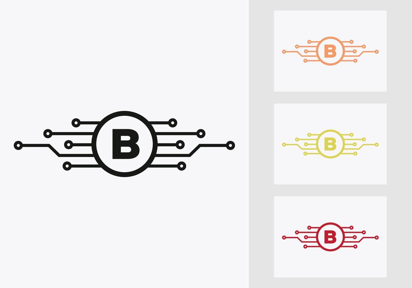 lettera B tecnologia logo design modello. Rete logo design vettore