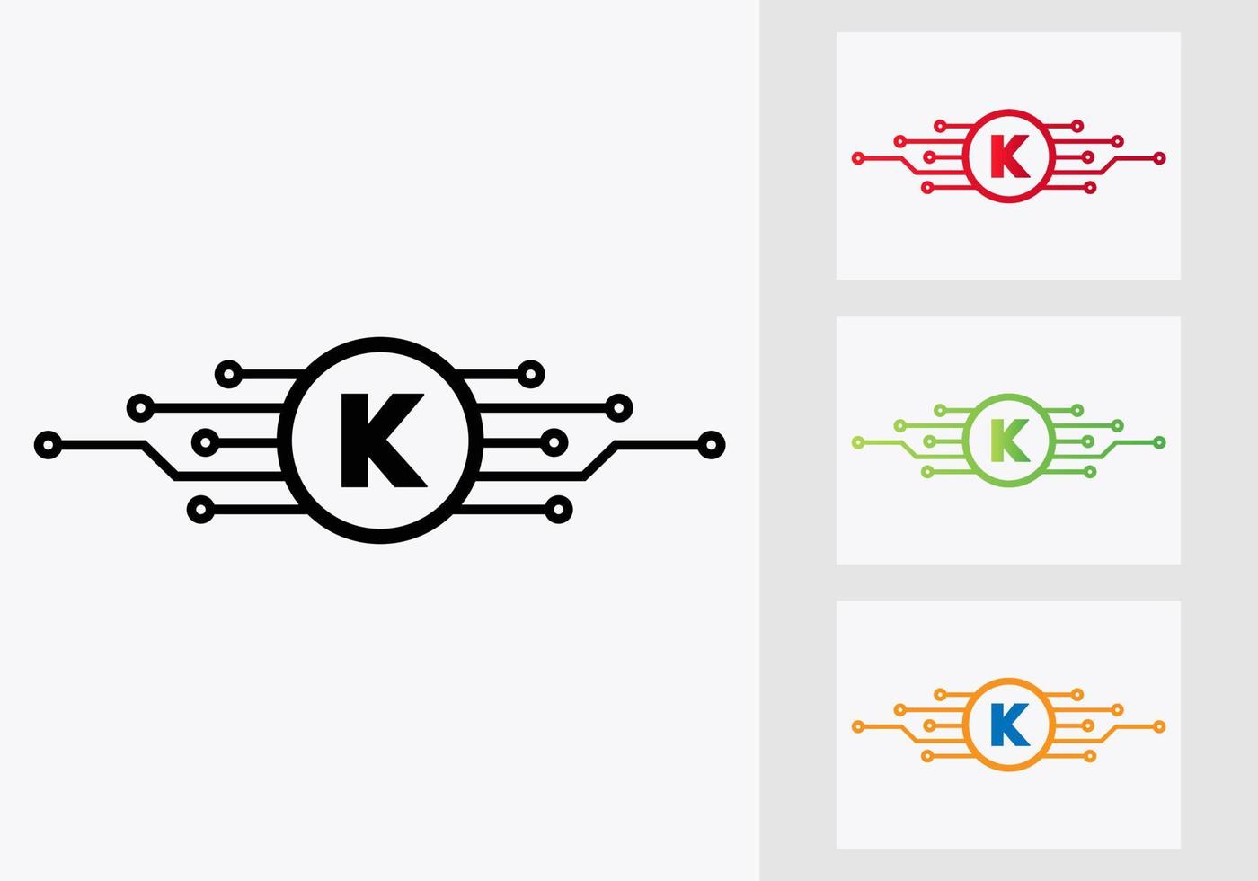 lettera K tecnologia logo design modello. Rete logo design vettore