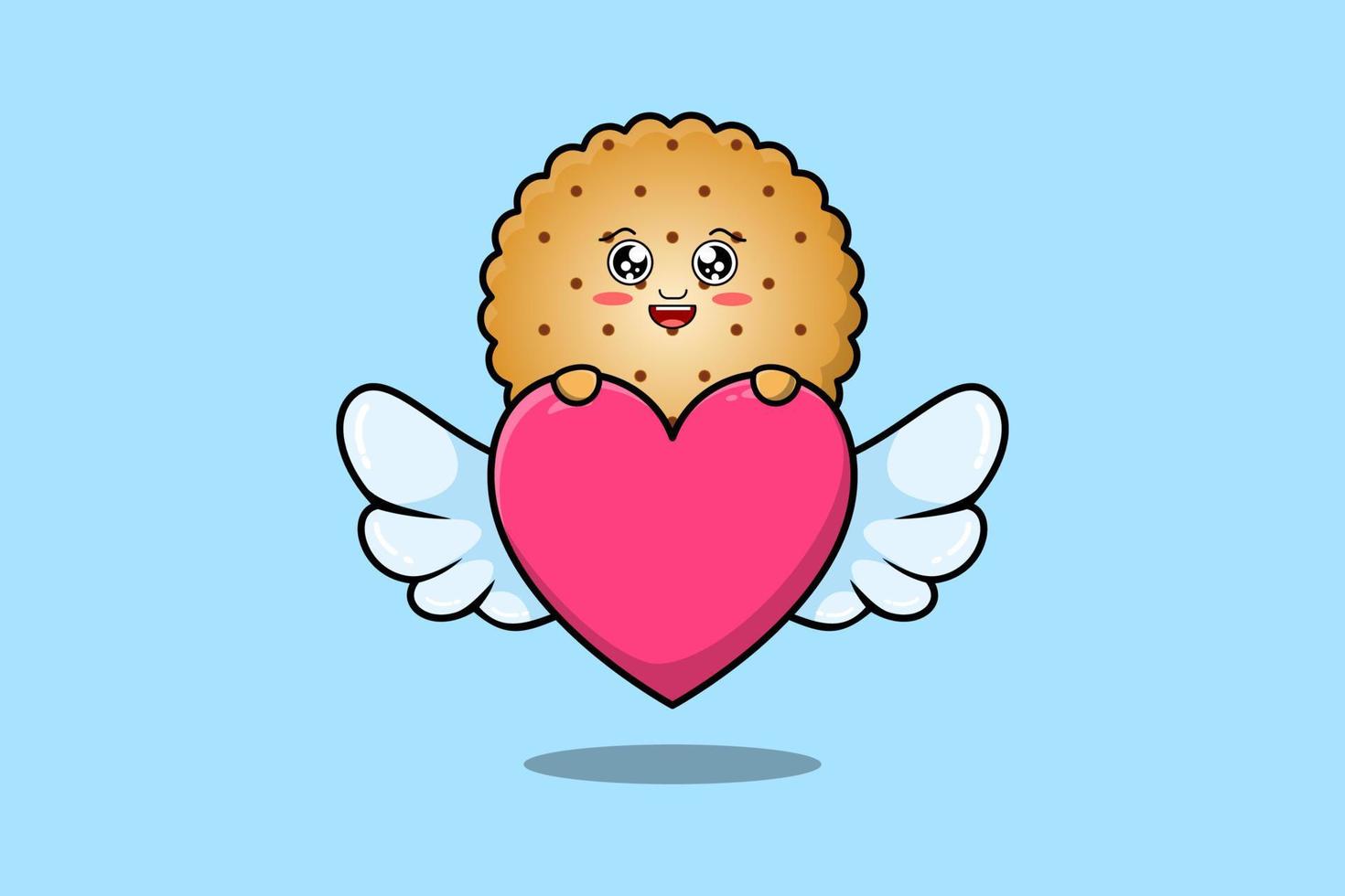 carino cartone animato biscotti personaggio nascondiglio cuore vettore