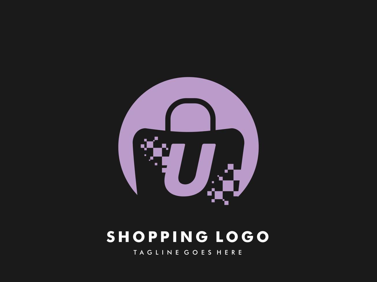 vettore shopping Borsa isolato cerchio con lettera tu, veloce shopping icona , creativo veloce negozio, creativo veloce shopping logo modelli.