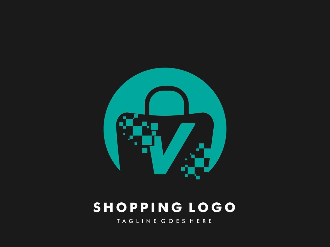 vettore shopping Borsa isolato cerchio con lettera v, veloce shopping icona , creativo veloce negozio, creativo veloce shopping logo modelli.