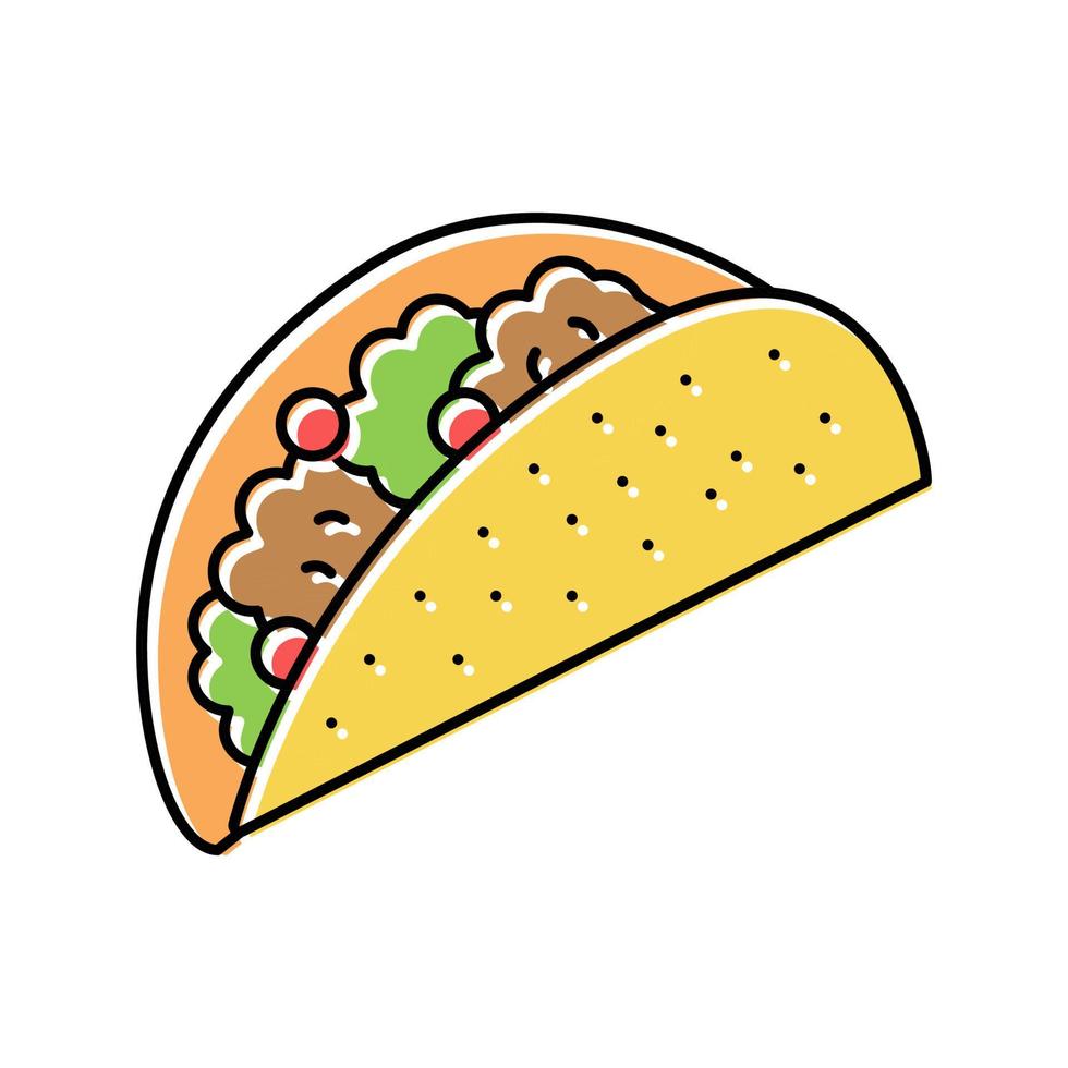 illustrazione vettoriale dell'icona del colore dell'alimento di taco