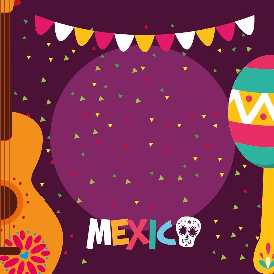 maraca messicana e disegno vettoriale chitarra