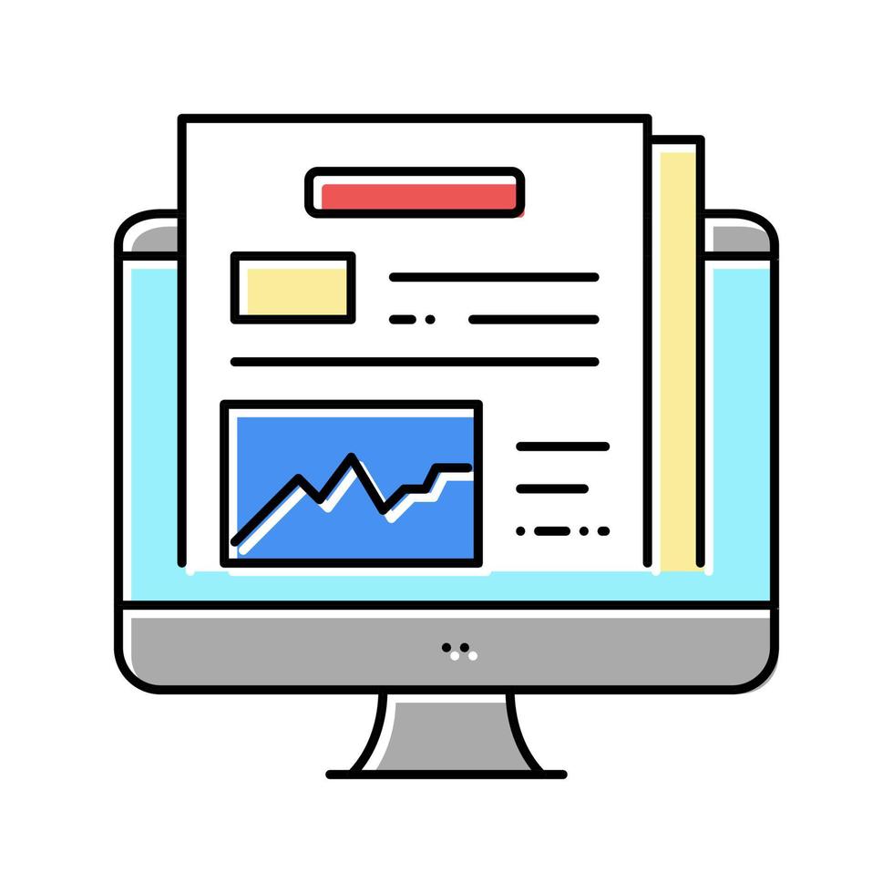 illustrazione vettoriale dell'icona a colori dell'audit finanziario online