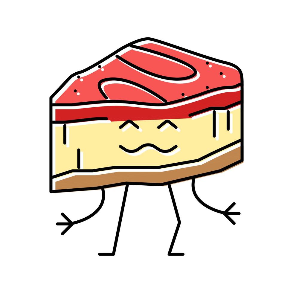 torta di formaggio dolce personaggio colore icona vettore illustrazione
