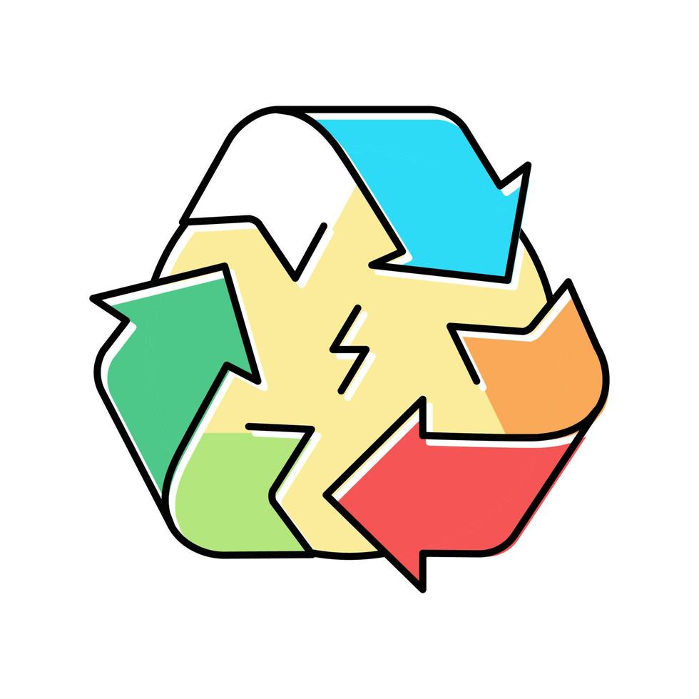 illustrazione vettoriale dell'icona del colore del logo a risparmio energetico di riciclaggio